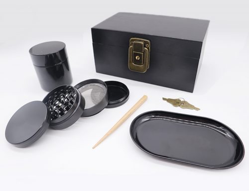Black bamboo stash box for weed